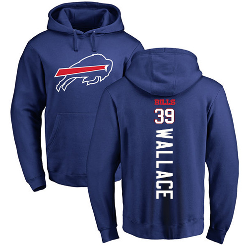 Men NFL Buffalo Bills 39 Levi Wallace Royal Blue Backer Pullover Hoodie Sweatshirt